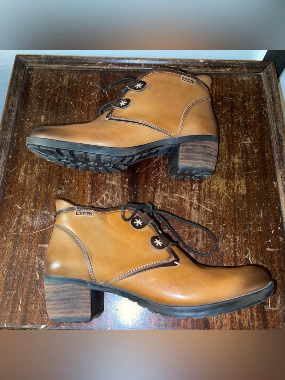 Like New Pikolinos Cognac Leather Lace-Up Ankle Boots - Size 39/8.5